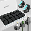 18 Pack Cord Organizer Holder,Magnetic Cable Clips Management,Easy Strong Adhesive Phone USB Charger Cord,Hide Or Organize Desk Cable for Kitchen,Office,Car,Nightstand（Black）