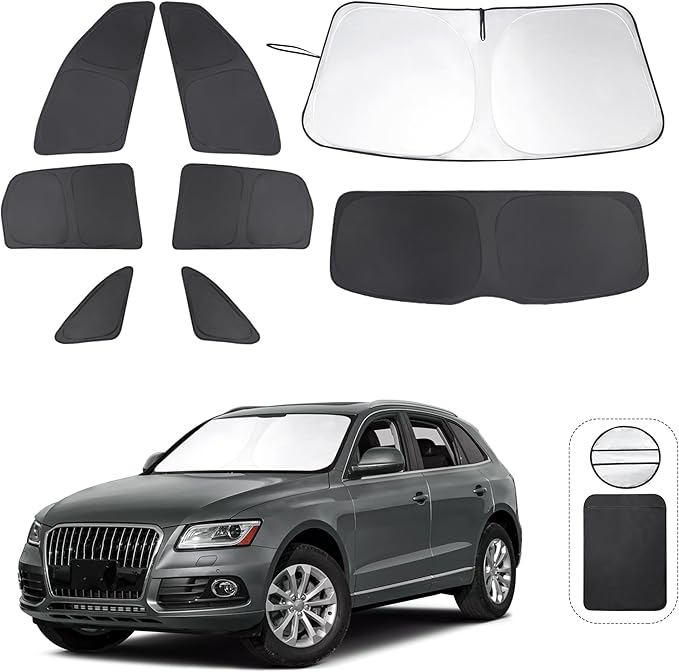 TINGLU Window Shades for Audi Q5 2009-2017/2014-2017 Audi SQ5 Accessories Car Side Full Windows Windshield Sun Shade Sun UV Rays & Privacy Protection for Camping,Napping,and Relaxing 8PCS
