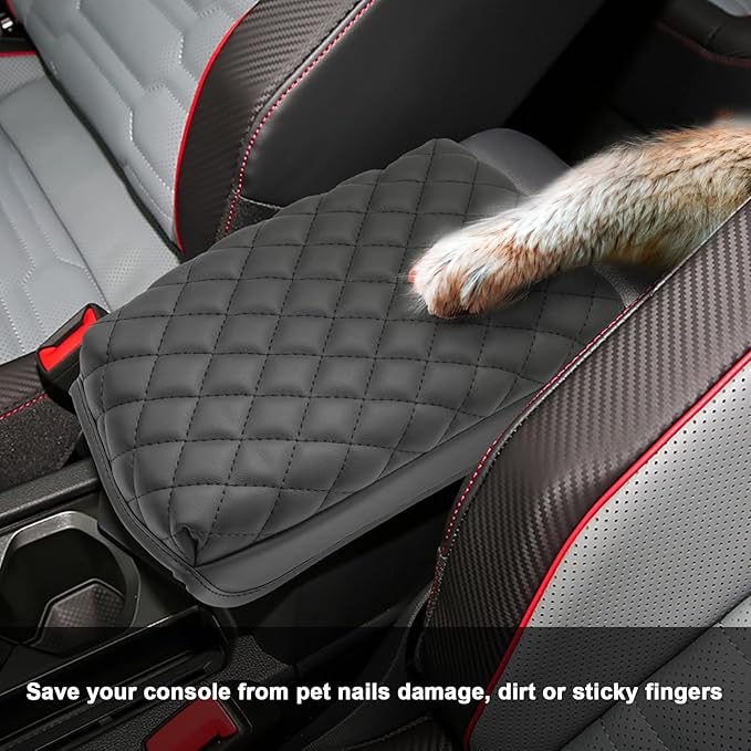 SXCY for 2024 VW Tiguan Armrest Cover Pad for Volkswagen Tiguan 2024 Accessories 2018-2022 2023 2024 Tiguan Center Console Cover 2024 Tiguan/Taos Middle Console Cover (Thicken Pad Checkered Pattern)