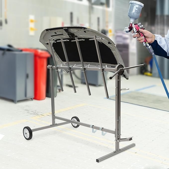 Adjustable Car Body Paint Rack, Paint Stand Repair Work Stand, Bumper/Body Panel/Door Hood Stand Holder, Auto Body Tool for Garages, Repair Shops, and DIY