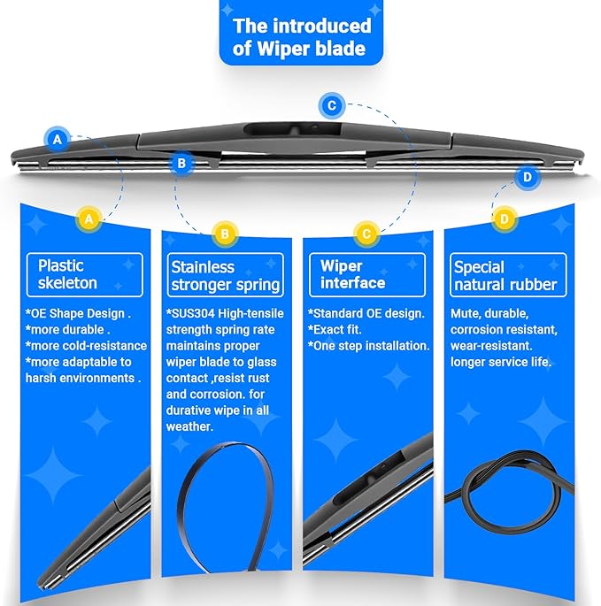 Windshield Wiper Blades Replacement for 2016 2017 Subaru Crosstrek / 2013 2014 2015 Subaru XV Crosstrek Original Factory Quality Front Rear Wipers Blade Set - 26" 16" 12" (Pack of 3)