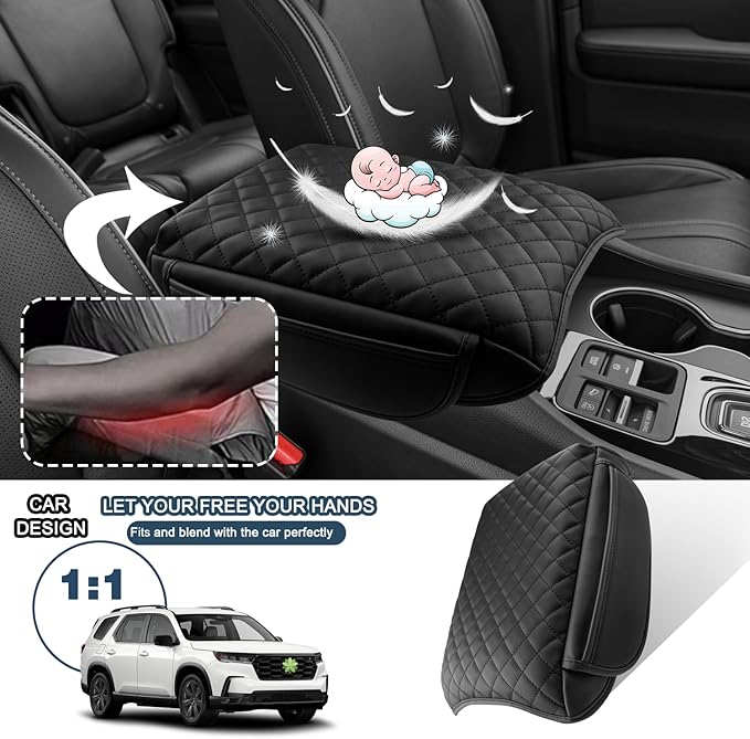2026 Passport Armrest Cover for Honda Passport 2026 Accessories Thicken Soft & Comfy Center Console Cover Compatible with 2024-2026 Honda Passport TrailSport/RTL/TrailSport Elite & 2023-2025 Pilot
