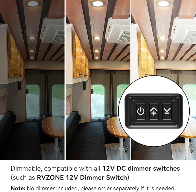 RV Boat Recessed Ceiling Light 6 Pack 12V LED Puck Light with Hole Puncher DC 12V 3W Full Aluminum Downlights for Under Cabinet Camper Vans RV Interior Lighting,2700-3200K