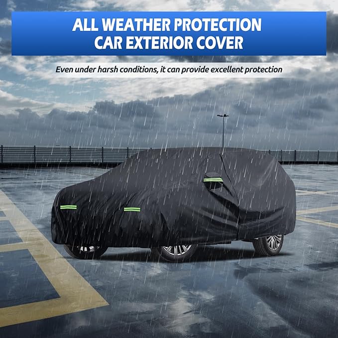Car Cover Custom Fit for Toyota Highlander 2001-2025, Migaven Waterproof Full Exterior Cover Sun Rain Protection with Door Zipper and Cotton Lining