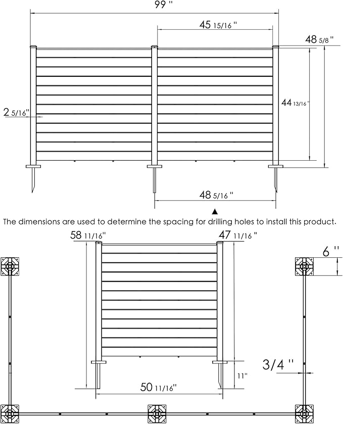 Kozyard 50" W x 48" H Outdoor Privacy Screens Aluminum Post, Air Conditioner Fence Panels, Pool Equipment Enclosure, Trash Can Screens Fence Kit for Outside Backyard Patio (White/4Panels)