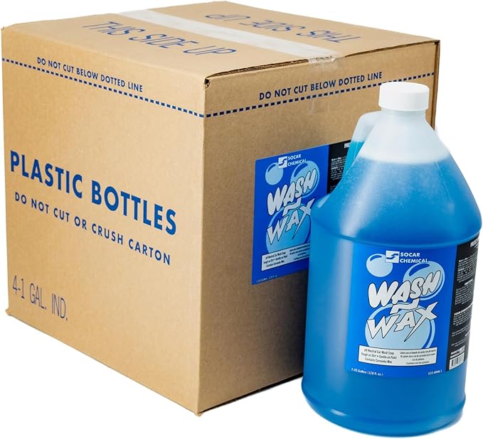 SOCAR Wash N Wax Car Wash Soap - pH Neutral, Carnauba Wax, 4 Gal., Model# SCO-WNW-4