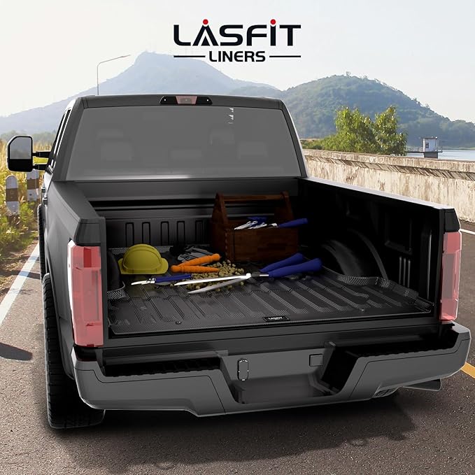 LASFIT Bed Mat 6.75ft for Ford F250 F350 F450 2017-2026 Super Duty 81.9" Truck Bed Liner, All Weather TPE Car Bed Mat for F-250 F-350 F-450, 1PC Black
