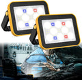 2 PackWork Light Portable COB LED Super Bright Rechargeable Flood Light Working Lamp Stand USB Cordless Battery Powered Worklight Tool for Outdoor Camping