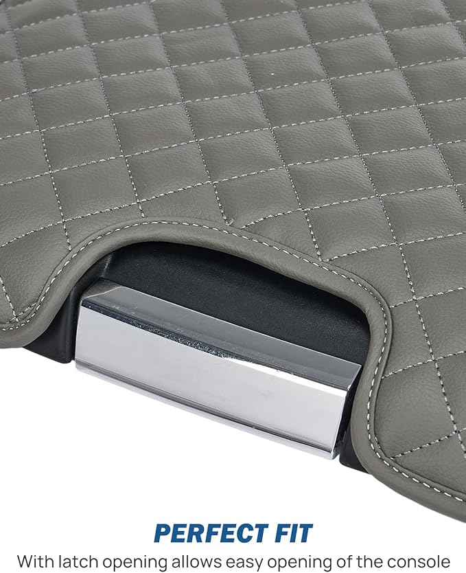 JOYTUTUS Center Console Cover Compatible with 2013-2018 Ram 1500 & 2013-2025 Ram 2500/3500/1500 Classic Model Jump Seat Console, Leather Arm Rest Covering for Car, Durable Middle Console Cover, Gray
