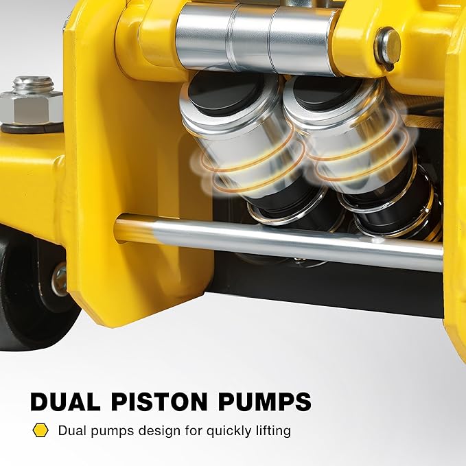 YELLOW JACKET 3.5 Ton Low Profile Floor Jack Quickly Lift Hydraulic Car Jack with Dual Pumps, 7700 lb Capacity