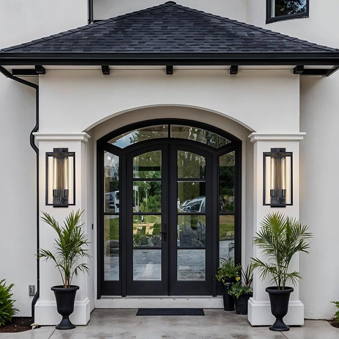 Outdoor House Lights Wall Mount, 21" Large Wall Sconces Wall Lights for House, Black Waterproof Modern Porch Lighting Exterior Lamp for Porch, Front Door, House Garage, Farmhouse (Bulbs Included)