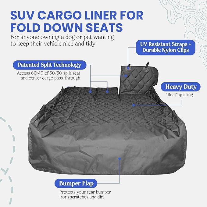 4Knines SUV Cargo Liner for Dogs, Trunk Mat for SUV, Durable Cargo Cover, Protector – Compatible with 60/40 Split Bench & Armrest Pass-Through, Waterproof, Machine Washable, Non-Slip (X Large, Tan)
