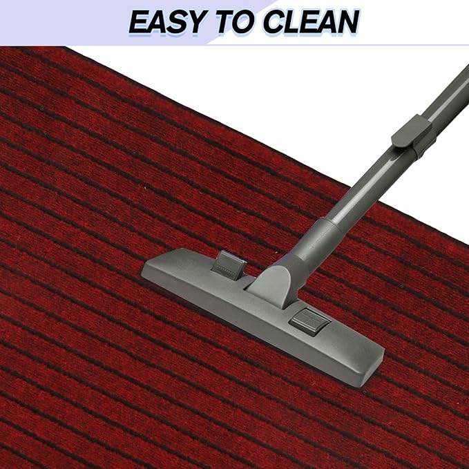 Custom Size Backed Non-Slip Area Rugs Runner, Easy Clean, Waterproof Runner Rugs for Hallway Entryway, Kitchen, Laundry, 4FT x 32FT, Red Stripe