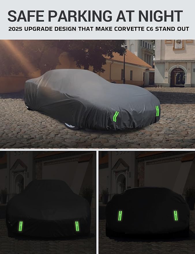 Proadsy 2025 Upgrade Car Cover Custom Fit for Corvette C6 2005-2013 Windproof All Weather Waterproof Sun Rain UV Dust Snow Protection Outdoor Covers