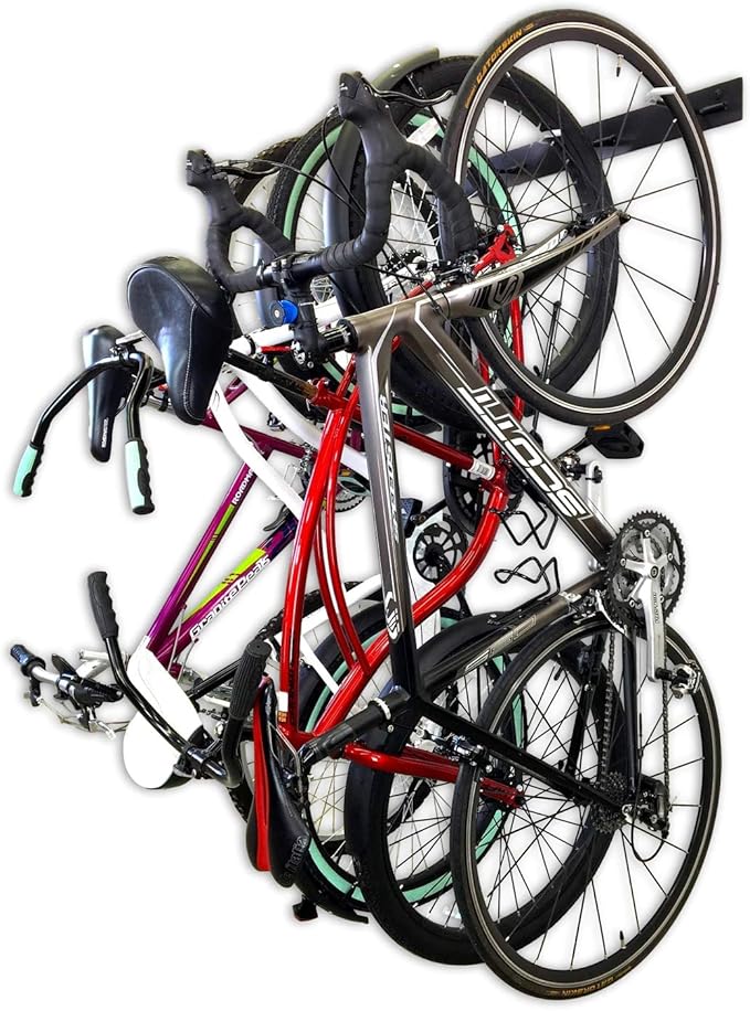 StoreYourBoard BLAT 8 Bike Wall Storage Rack, Holds 2-8 Bicycles, Garage Wall Mount Bike Hooks, Heavy Duty Solid Steel (8 Bikes)