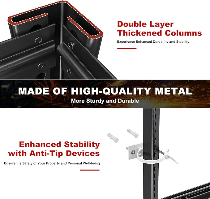 REIBII 3500LBS Garage Shelving, Adjustable Storage Shelves Heavy Duty, 6 Tier Heavy Duty Shelving, Metal Shelving Unit for Warehouse, Basement, Industrial, 55" W x 26" D x 84" H, Black, 3 Pack