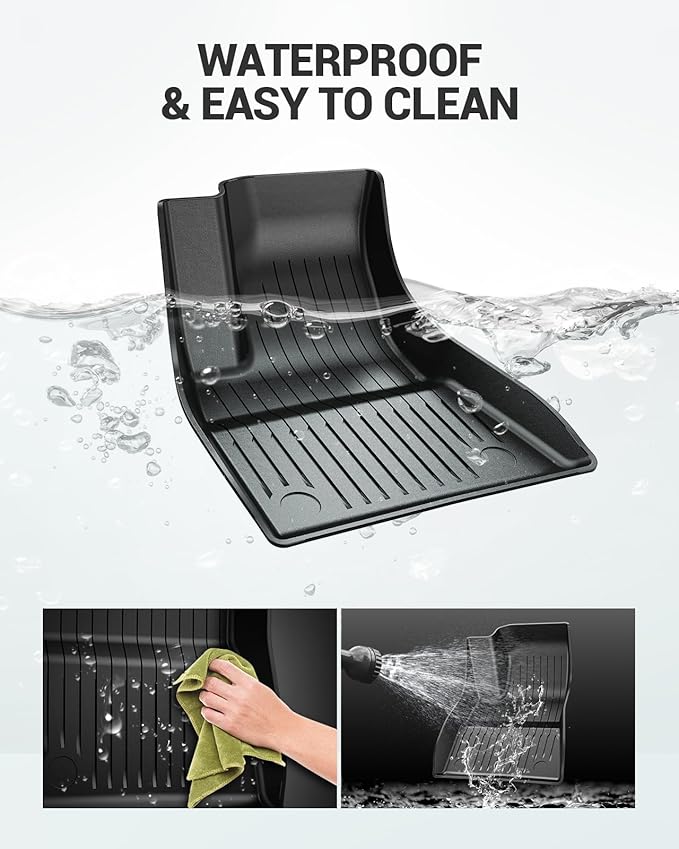 2024 2025 Tesla Model 3 Floor Mats All Weather Full Set Made by SEALIGHT- Custom Fit for Model 3 Highland, Premium TPE Floor Liners, Waterproof, Anti-Slip & Easy to Clean Car Mats