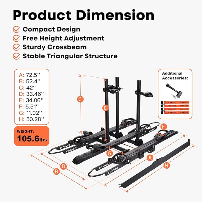 CyberRack S3 Ebike Rack, 300 lbs Capacity Foldable Bike Racks for Tow Hitch Heavy Electric Bike Carrier for 3 E-Bike, Up to 5-inch Fat Tire 2'' Receiver