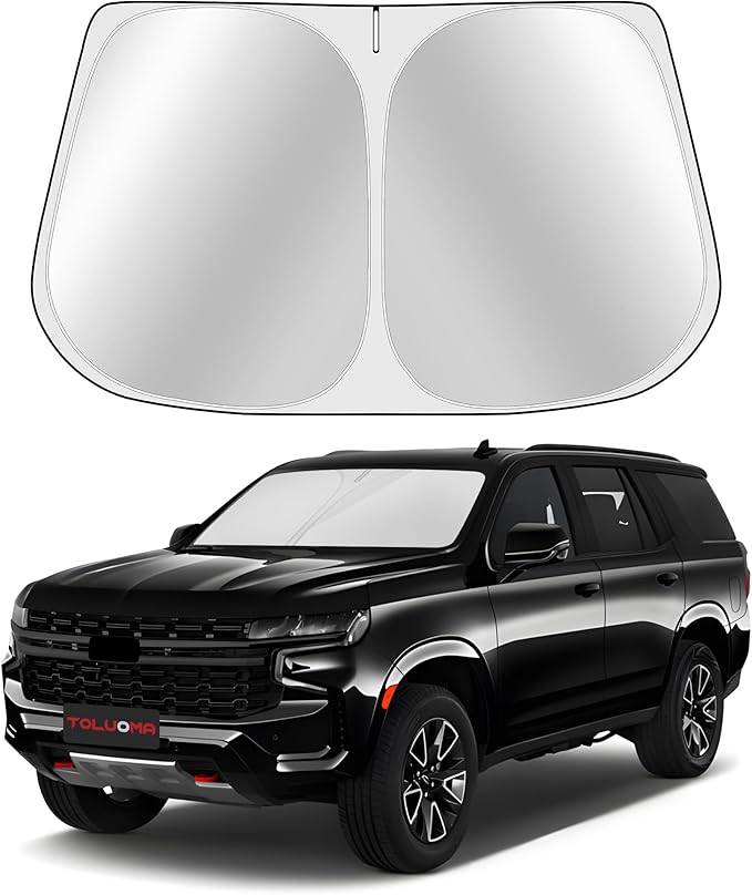 Custom Fit Windshield Sun Shade for Tahoe 2021-2025 - Full Coverage, 210T Reflective Fabric, Double-Layer Design - Blocks 99% UV Rays, Keeps Car Cool, Easy to Install and Store