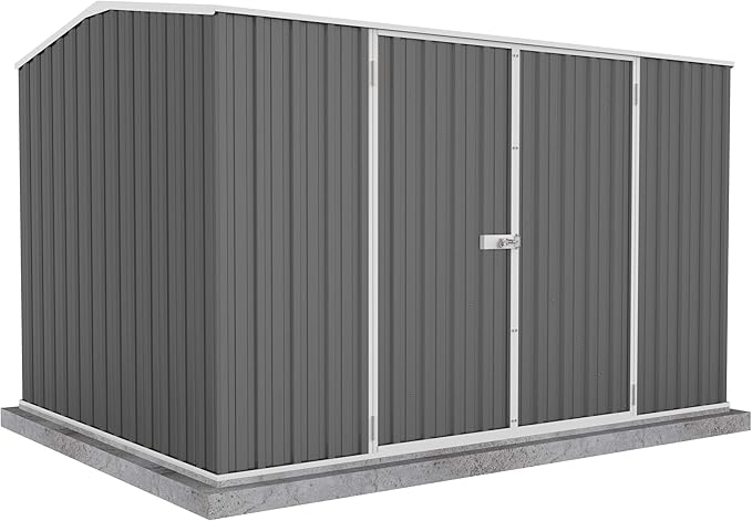 Premier Storage Sheds, 10'x7' Metal Garage, DIY Backyard Shed, Utility Tool Storage, Weather & Wind Resistant Aluminum Panels & Steel Frame, Maintenance-Free, 12 Year Warranty, Woodland Gray