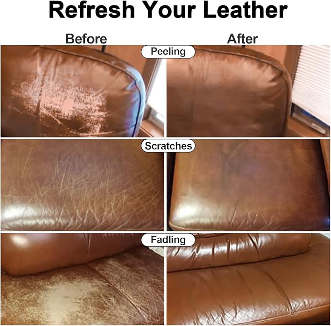 Leather Recoloring Balm, Leather Color Restorer Conditioner, Leather Restorer for Couches Paint, Leather Scratch Remover, Scratch Leather Faded Repair Kits for Vinyl Furniture (Medium Brown, 200ML)
