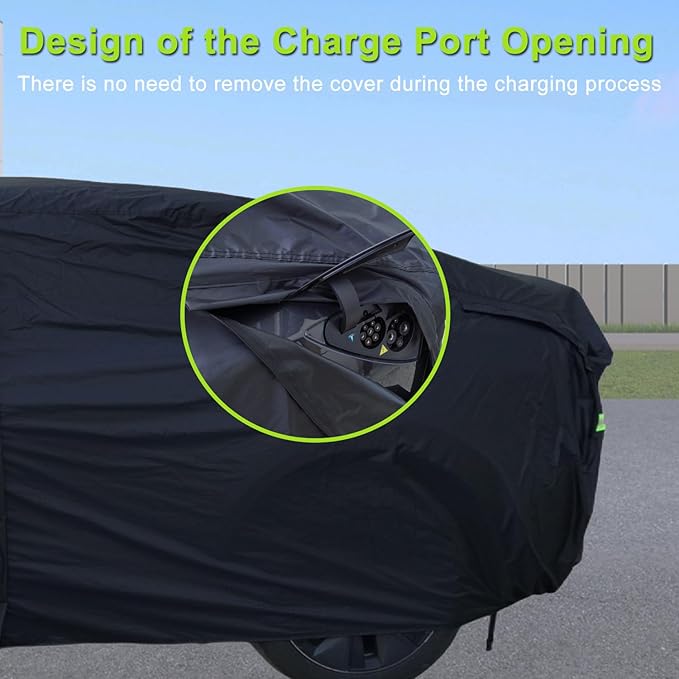 Car Cover Custom Fit for Tesla Model Y, Waterproof All Weather Full Exterior Cover Rain Snow UV Protection with Door Zipper Charging Port