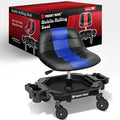 Rolling Stool with Wheels, Adjustable Height Pneumatic Garage Work Mechanic Stool Seat with Backrest, 400 LBS Capacity 360° Swivel Mechanic Crepper Chair with Tool Tray Storage, Blue