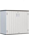 HOMSPARK 37 Cu.Ft Outdoor Storage Shed Weather Resistant, Resin Storage Sheds & Outdoor Storage Box for Backyard Garden Patio Lawn, Multi functional | Double-wall Shed with Lockable Doors,(Light Gray)