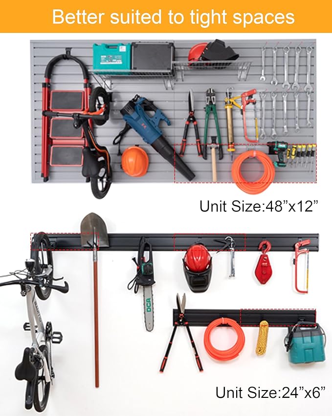 Slatwall Panels Garage Tool Organizer Wall Mount Garage Slat Wall Storage Systems, Bike Storage Rack Garage Organizers and Storage PVC Wall Panels Slat Wall Paneling