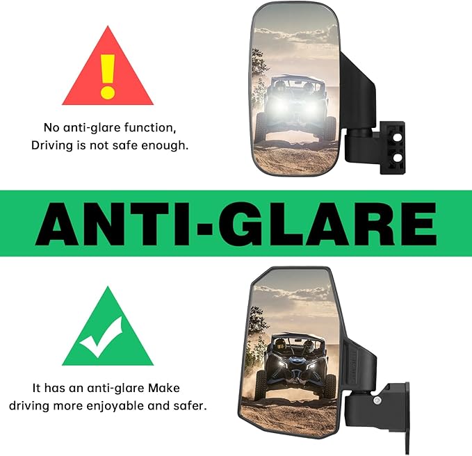 Defender Side Mirrors,The Spring Back Feature Allows Easy Reset After Fold,2024 New UTV Mirrors Compatible with Can Am Defender HD10 HD9 HD8 HD7 HD5,Suitable for No Door,Half Door,Full Door