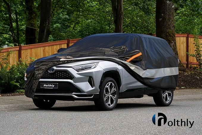 10 Layers SUV Car Cover Custom Fit for Toyota RAV4 (2005-2024) Waterproof All Weather for Automobiles, Outdoor Full Cover Sun UV Rain Protection.Black