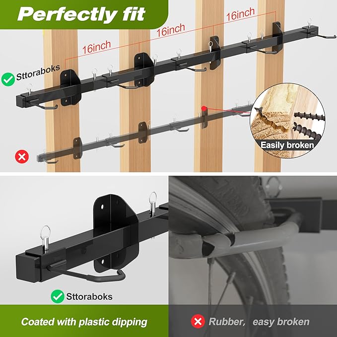 Bike Storage Rack, Garage Wall Mount Hanger, Indoor Bicycle Organizer with Adjustable Hooks for Home and Garage, 67-inch Cycle Stand Holds 5 Bikes, Wall Bike Stand Up to 300lbs