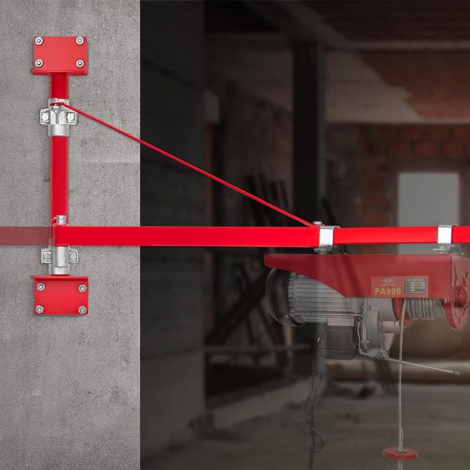 VEVOR Wall Mount Jib Crane, 1320 lbs Max Load Capacity Electric Scaffolding Lift, Electric Hoist Holder Swing Arm with Pole, Steel Hoist Frame, 180° Swivel Scaffold Lifting Arm for Electric Hoist