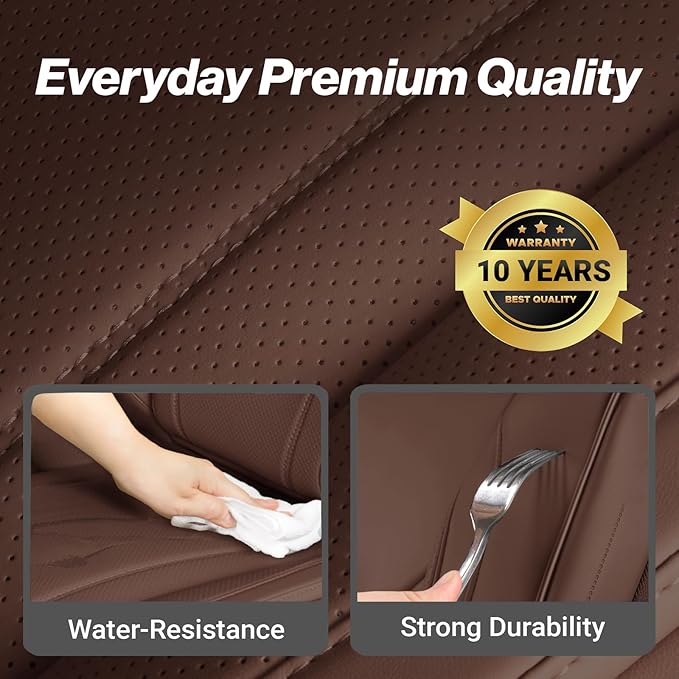 Coverland Custom Car Seat Covers Compatible with Colorado, Ram 1500, Canyon, Sierra 1500 - Premium Leather Non-Slip Waterproof Interior Protector Front Seat-Dark Brown [See Size Chart-Size A11]