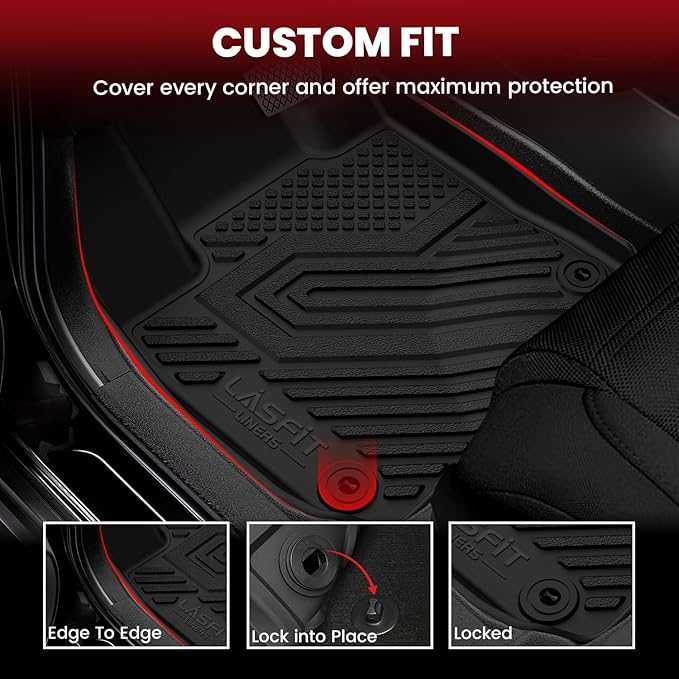 LASFIT Floor Mats & Cargo Liner for Honda HRV 2026 2025 2024 2023 (Gasoline & Hybrid) & for Acura ADX 2025, All Weather TPE Custom Fit HR-V Floor Liner Accessories, 1st & 2nd Row & Trunk Mat, Black