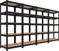 HOMEDANT House Black 5 Tier 24.4" W Laminated Metal Shelving Unit Adjustable Storage Utility Rack Heavy Duty Shelves Organization Multipurpose Shelf Kitchen Garage Pantry Closet 4 Pack
