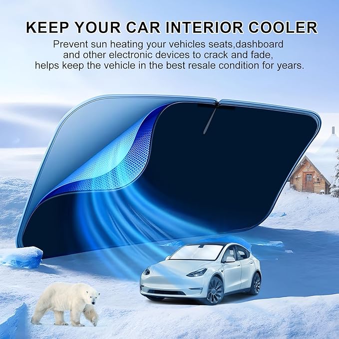 T TGBROS Windshield Sun Shade for Hyundai Santa Fe 2019–2023 Front Window Sunshade Sun Shield Foldable Sun Visor Cover for Santa Fe Accessories Block Heat and Sun Protection