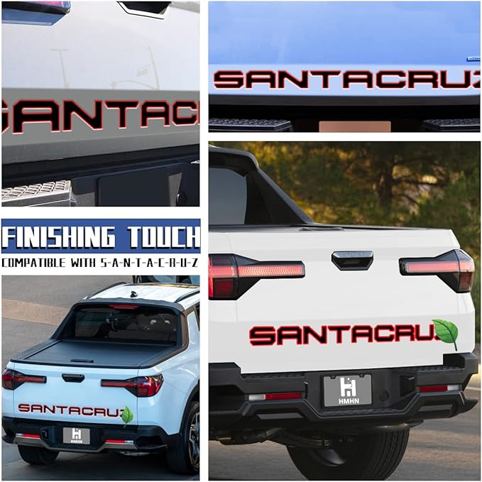 Tailgate Inserts Letters Compatible for 2022 2023 2024 2025 Santa Cruz 3D Raised & Strong Adhesive Decals Letters Rear Emblem Decal Sticker Compatible for Santa Cruz Accessories-Black Red
