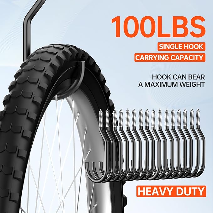 16-Pack Heavy Duty Bike Hook, Loading Capacity 100 LBS, 6 inch, Bike Hooks for Garage Wall and Garage Ceiling
