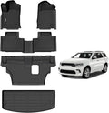 AIPOIL® Floor Mats & Cargo Liner Set for 2016-2024 2025 Dodge Durango (7 Passenger Bench) All Weather Protection TPE Anti-Slip Automotive Full Set Custom Car Mats Accessories - Black