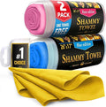 Premium 2pk +1 Free Shammy Cloth - Super Absorbent Chamois Towel - Reusable & Scratch-Free - Soft Car Drying Towels (26"x17")