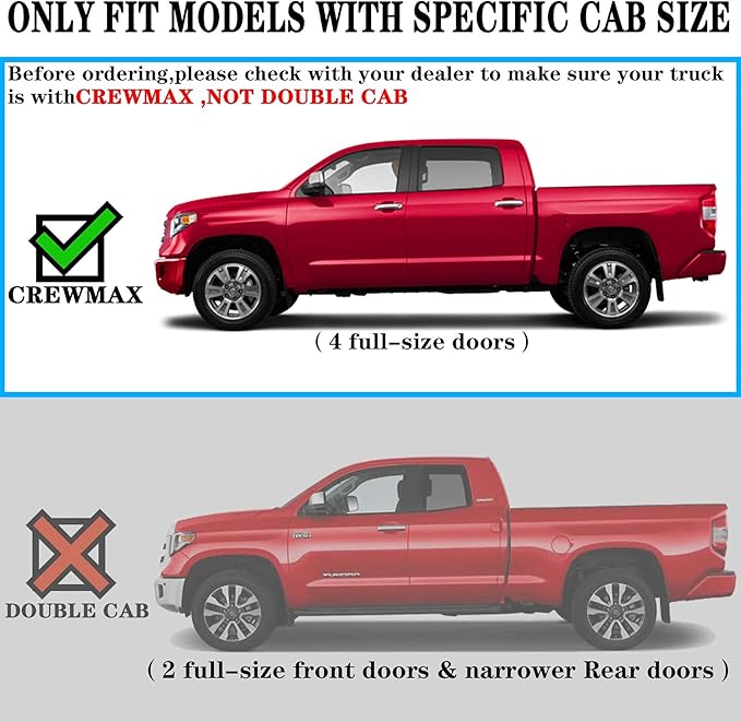 COMNOVA Side Steps Running Boards Nerf Bars Compatible for 07-21 Toyota Tundra Crew Max （4 Full Size Doors）, OE Style Oval 5 Inches Stainless Step Bars. Did not fit 2022-2025 Tundra.