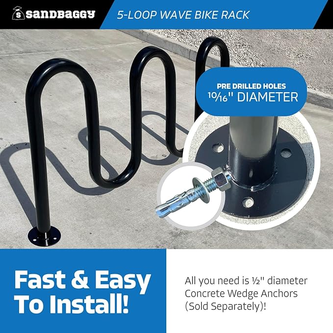 Sandbaggy Commercial Bike Racks - Galvanized Steel - Anti-Theft Design - In Ground, Apartments, Sidewalks, Industrial