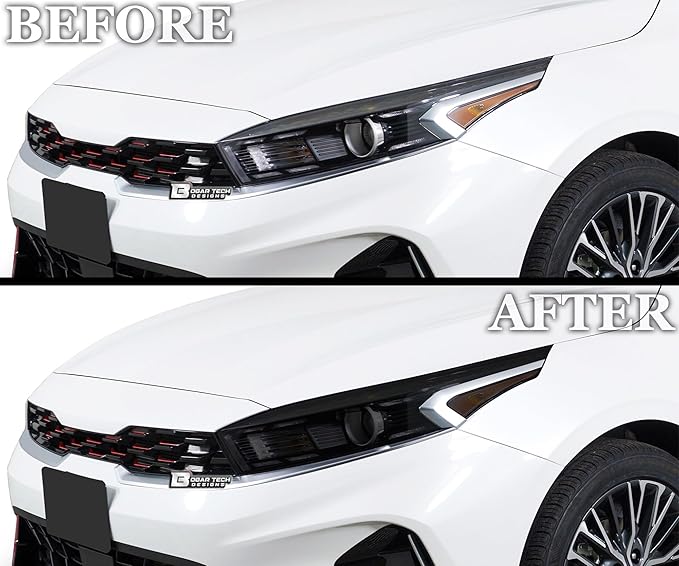 BOGAR TECH DESIGNS Full Headlight Taillight Reflector Sidemarker Head Tail Light Tint Kit Compatible with Kia Forte 2022-2024, Dark Smoke