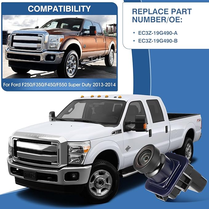 Rear View Backup Reverse Camera Compatible with Ford F250 F350 F450 F550 Super Duty 2013 2014, Safety Parking Back Up Assist Camera OE Number EC3Z-19G490-A