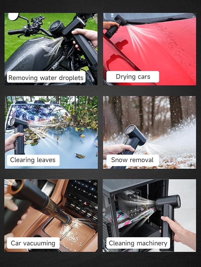 Kica JetFan Max – Turbo Dryer Blower for Car, Cordless Leaf Blower, 205 MPH, 31.75oz Max Thrust, Cordless, Stepless Speed Control for Patio Cleaning, Lawn Care and Car Drying
