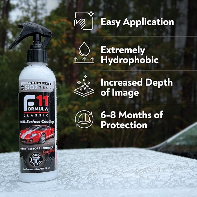 TopCoat F11 Polish & Sealer for Cars, Bikes and More – Water-Based Alternative to Ceramic Wax - 16 oz F11 Spray, 1 Gallon F11 Refill, and 5 Microfiber Towels