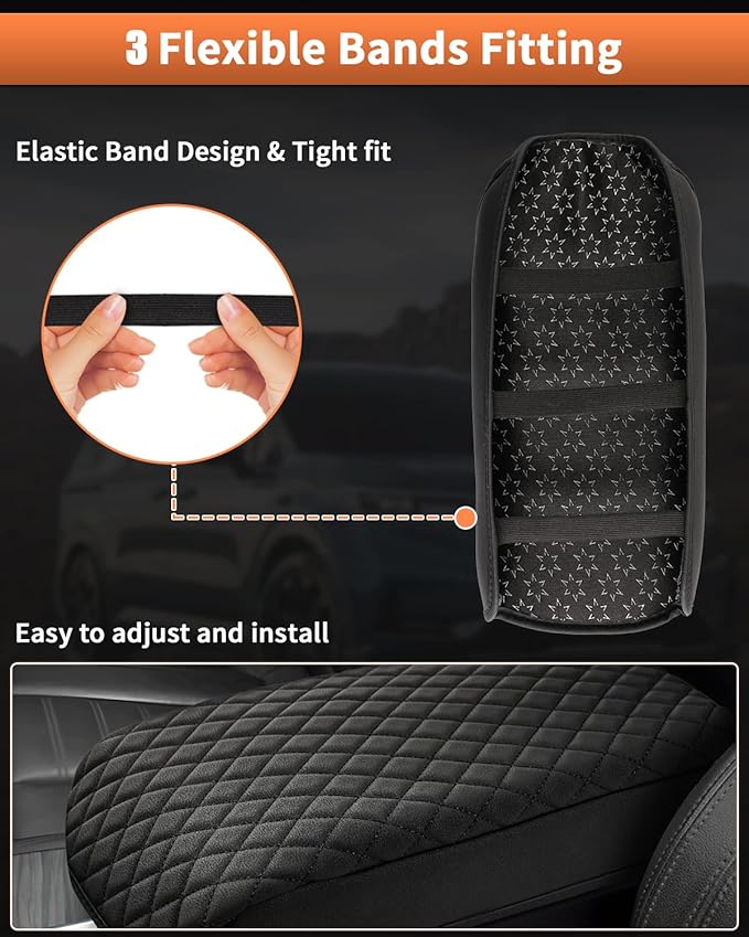 Shademax BMW X3 Center Console Cover, Armrest Cover Cushion Pad for BMW X3 Accessories 2024 2023-2018, PU Leather Armrest Seat Box Protector BMW X3 Middle Console Cover Anti-Scratch Black