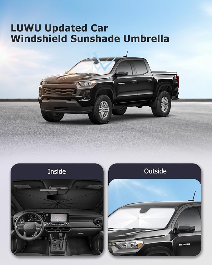 2025 Upgrade Car Windshield Sun Shade Windshield Sunshade Umbrella [Star Fabric] Protect Car from Sun Rays&Heat Damage Keeps Vehicle Cool, Spring Structure Edge Fits Sedans,SUVs,Trucks,Hatchbacks (S3)
