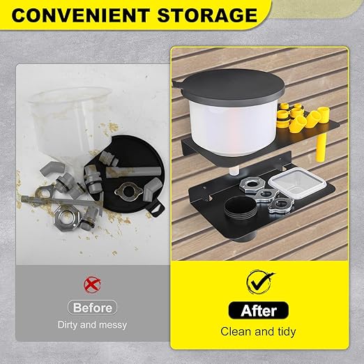 Coolant Funnel Kit Holder Storage Rack Includes 2 Plastic Removable Drip Cups, Wall Mount Fluid Drain Funnel Kit Organizer Bracket for Enclosed Race Trailers, Automotive Garage Shop, Black